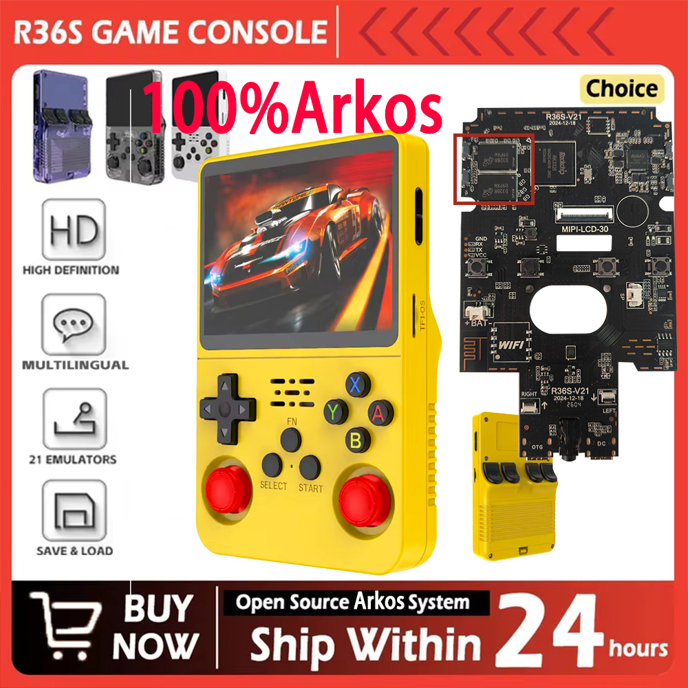 Retro Gaming Kiosk - R36S ใหม่ 100% คอนโซลเกมย้อนยุคระบบ Arkos ขนาด
