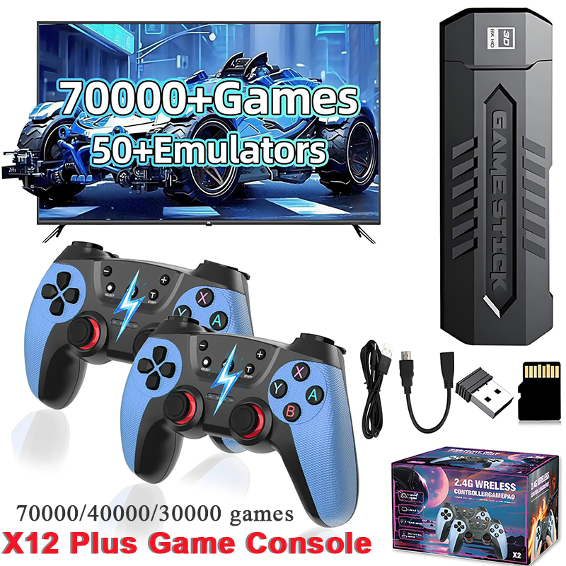 Retro Gaming N64 - X2 รีโทรเกมสติ๊ก 128GB 70000/30000+ เกมไร้สายคอนโทรลทีวีคอนโซลวิดีโอเกมพกพาสำหรับ PS1/N64/GBA