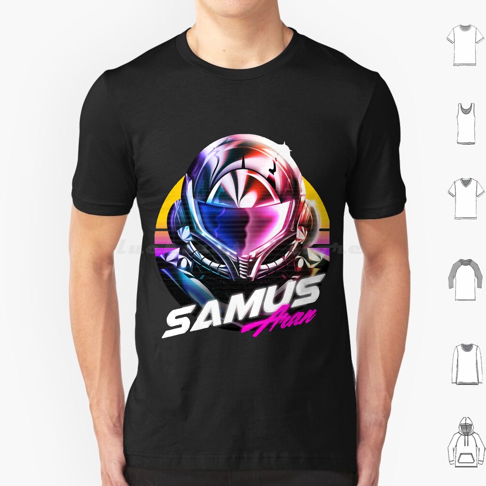 Retro Gaming T Shirt - เสื้อยืด Samus Aran 6XL ผ้าฝ้าย เสื้อยืดสุดเท่